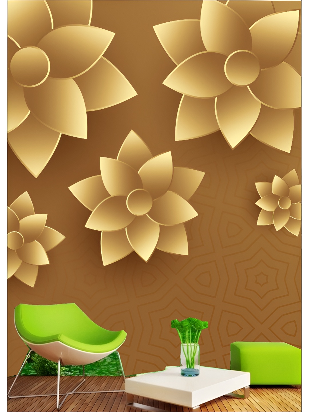 

Aura Beige Printed Self-Adhesive Wall Sicker, Gold