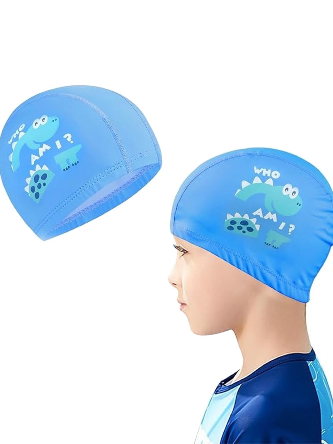 

EL REGALO Kids Printed Swimming Cap, Blue
