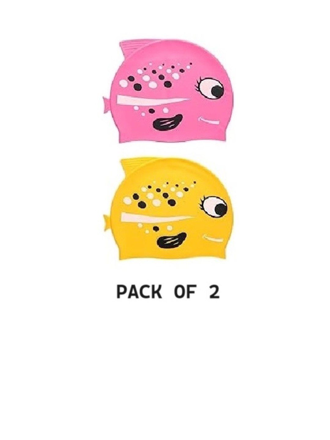 

EL REGALO Kids Pack Of 2 Printed Swimming Caps, Yellow