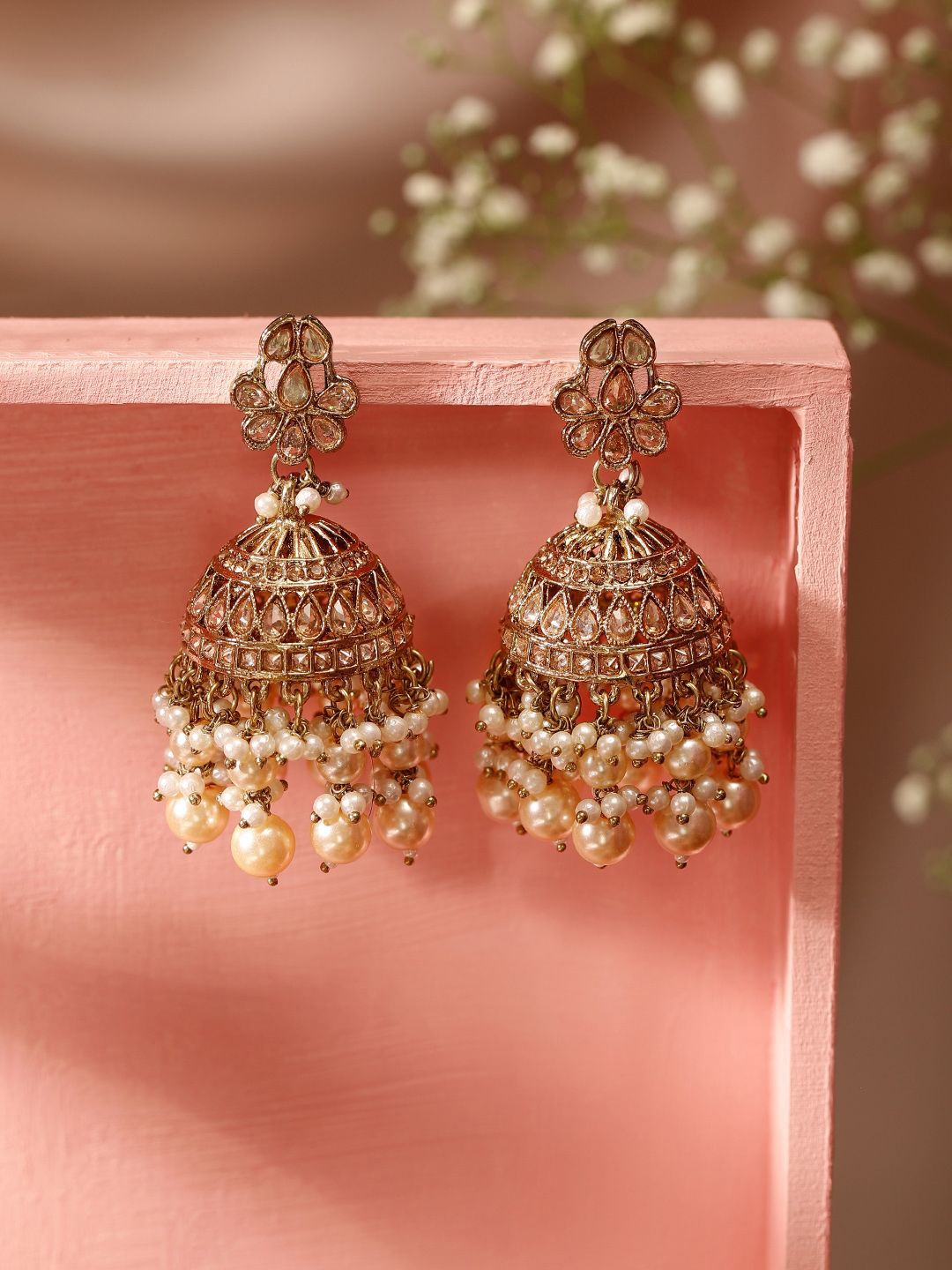

Priyaasi Women Contemporary Jhumkas Earrings, Gold