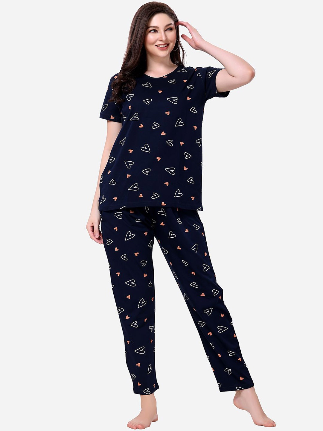 

Lenissa Women Printed Night suit LP-112, Navy blue