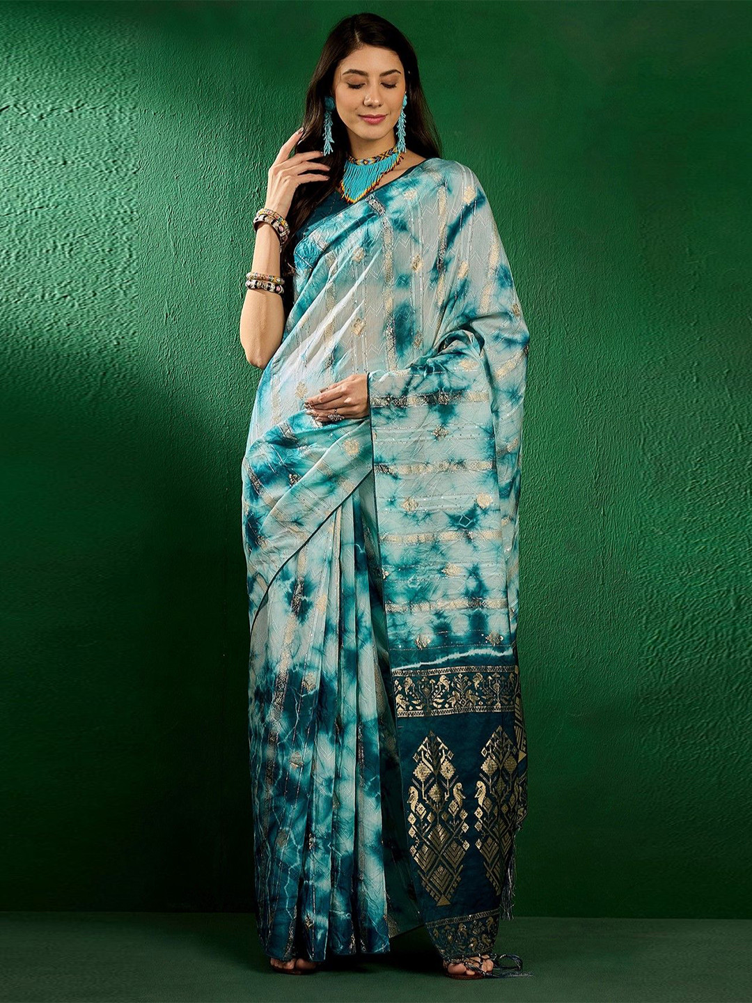 

Mitera Batik Zari Saree, Blue
