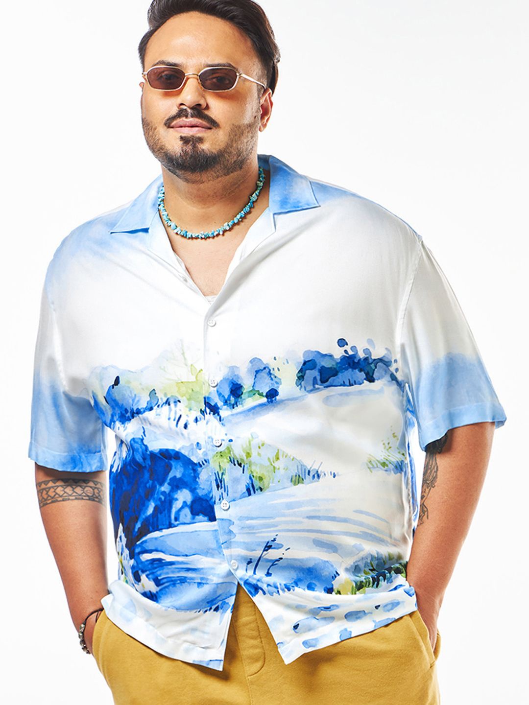 

Bewakoof Plus Men Opaque Printed Casual Shirt, White