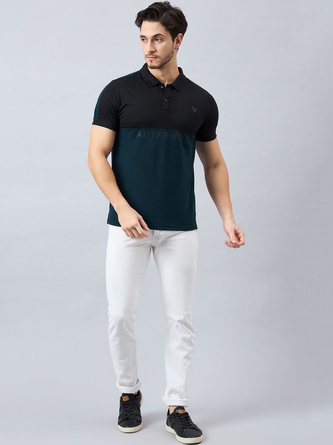 

Zigo Men Colourblocked Polo Collar T-shirt, Green