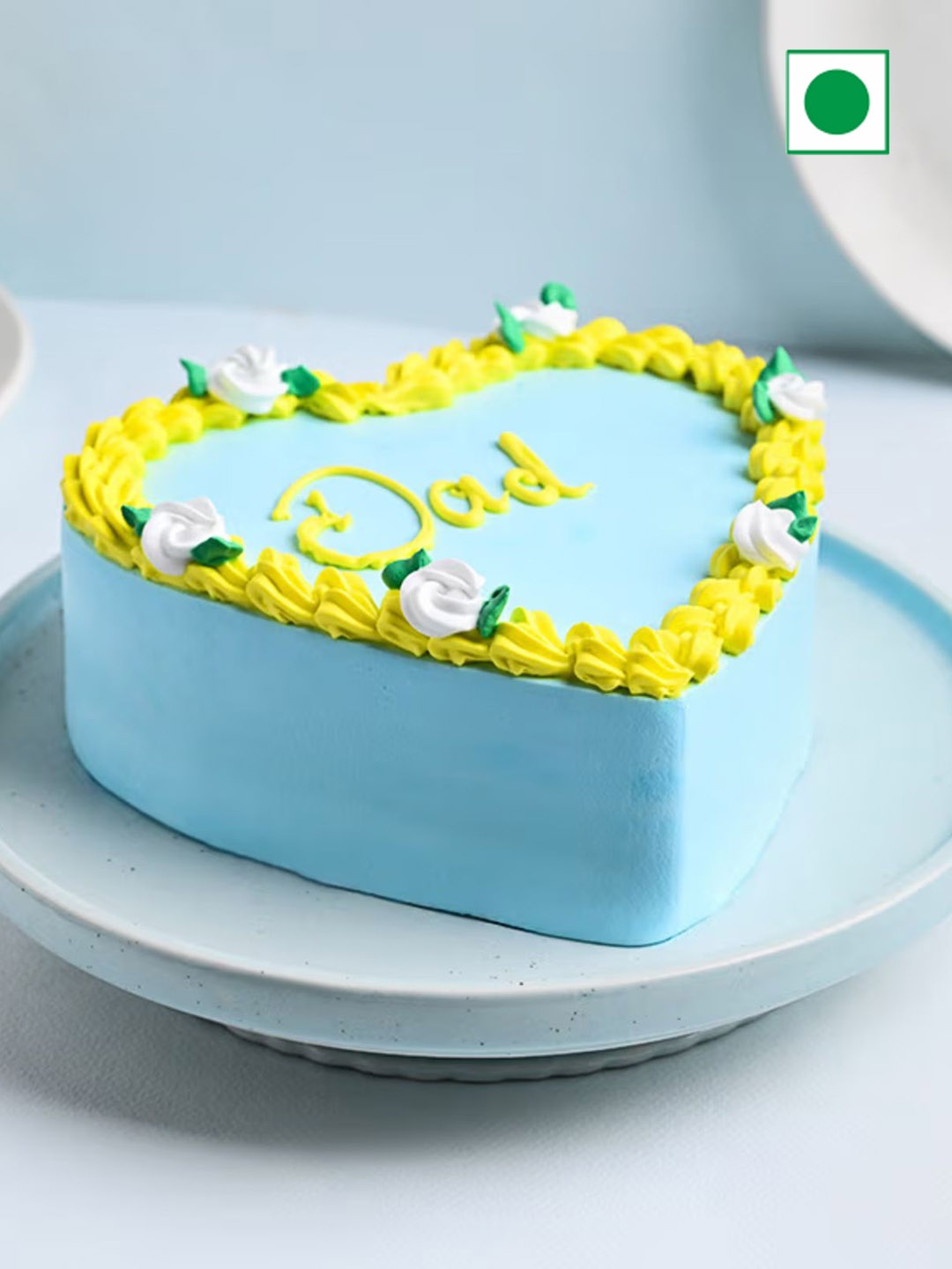 

Floweraura Pineapple Flavor Eggless Heart Cake-500g, Blue
