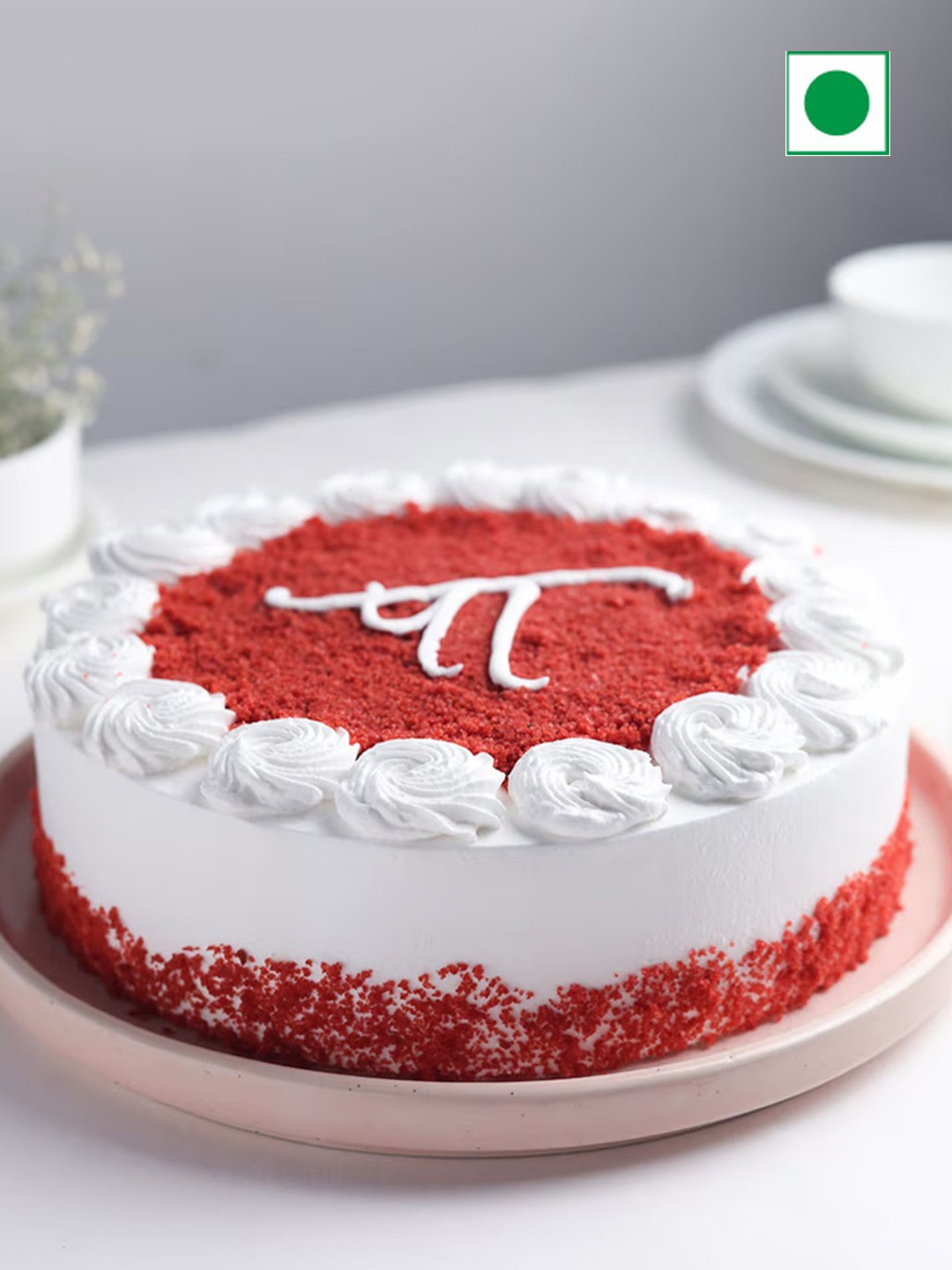 

Floweraura Red Velvet Flavor Eggless Round Cake-1Kg, White