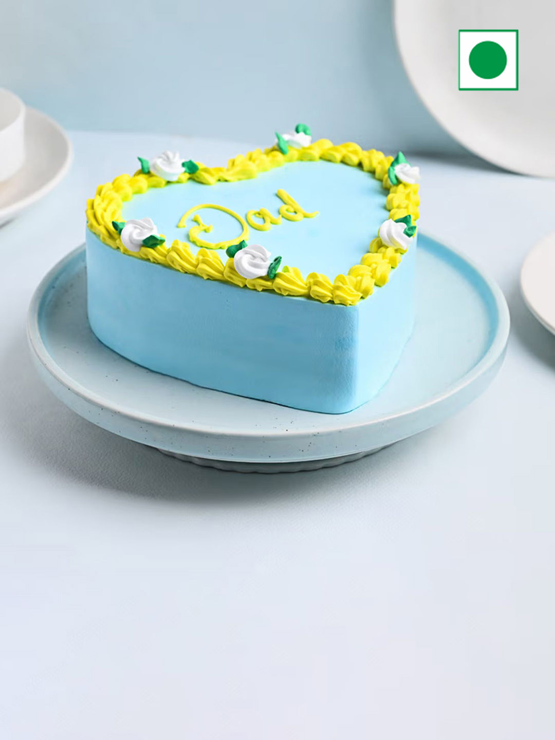 

Floweraura Pineapple Flavor Eggless Heart Cake- 1 Kg, Blue