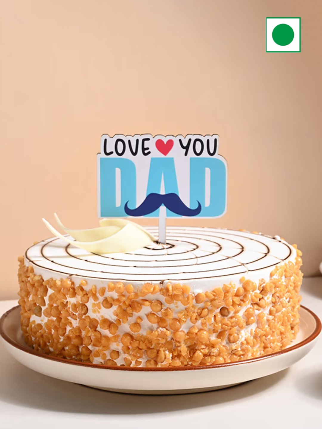 

Floweraura Butterscotch Flavor Eggless Round Cake- 2 Kg, White