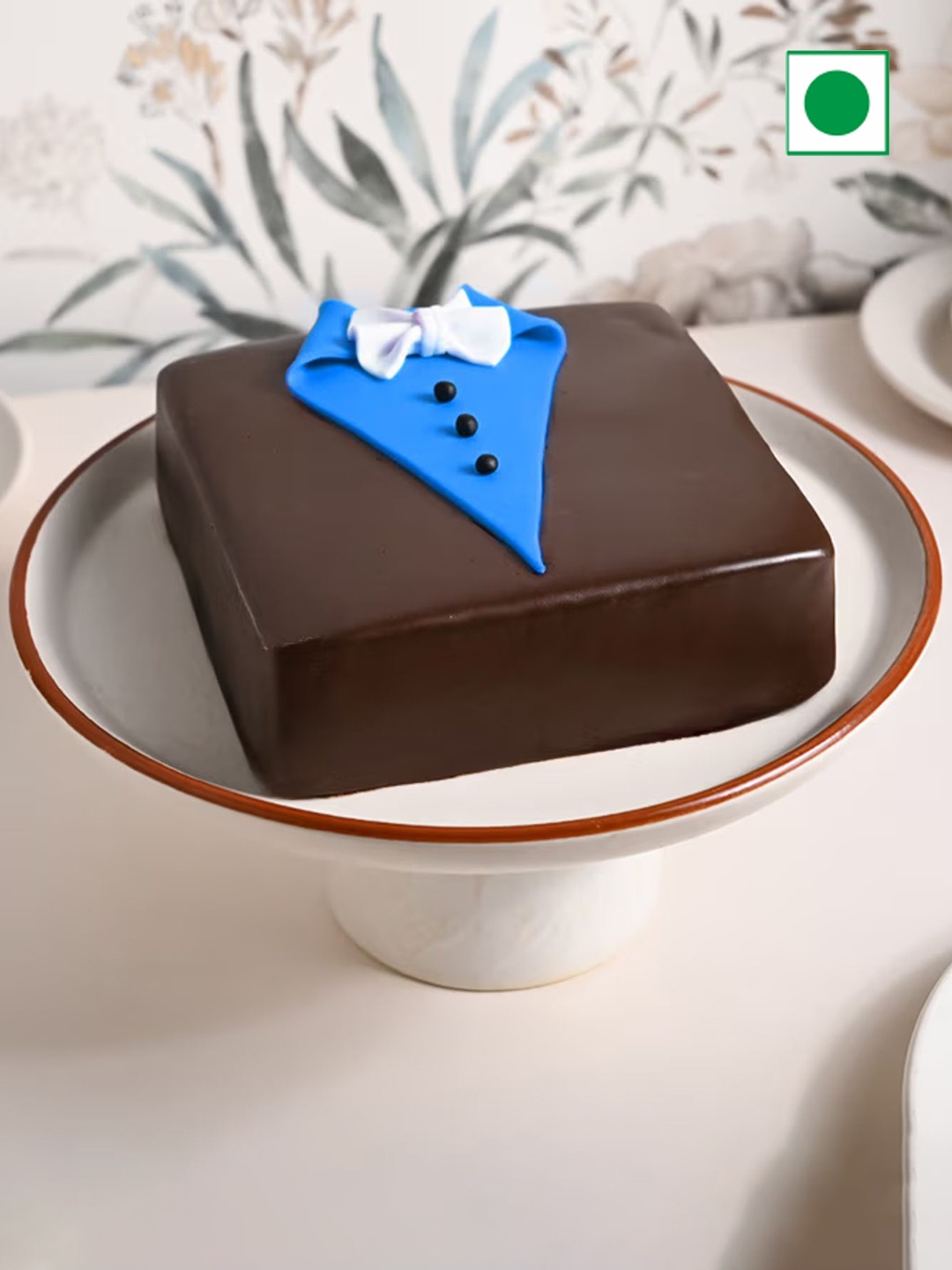 

Floweraura Shirt Theme Chocolate Flavor Eggless Square Cake- 1 Kg, Brown