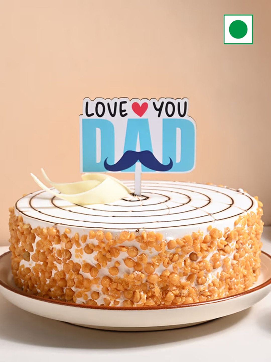 

Floweraura Butterscotch Eggless Round Father's Day Cake -1Kg, Brown