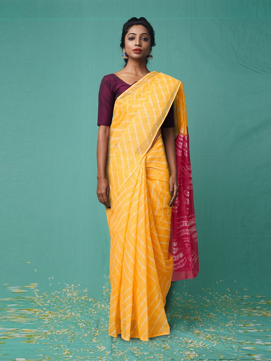 

Unnati Silks Leheriya Handloom Kota Saree, Yellow