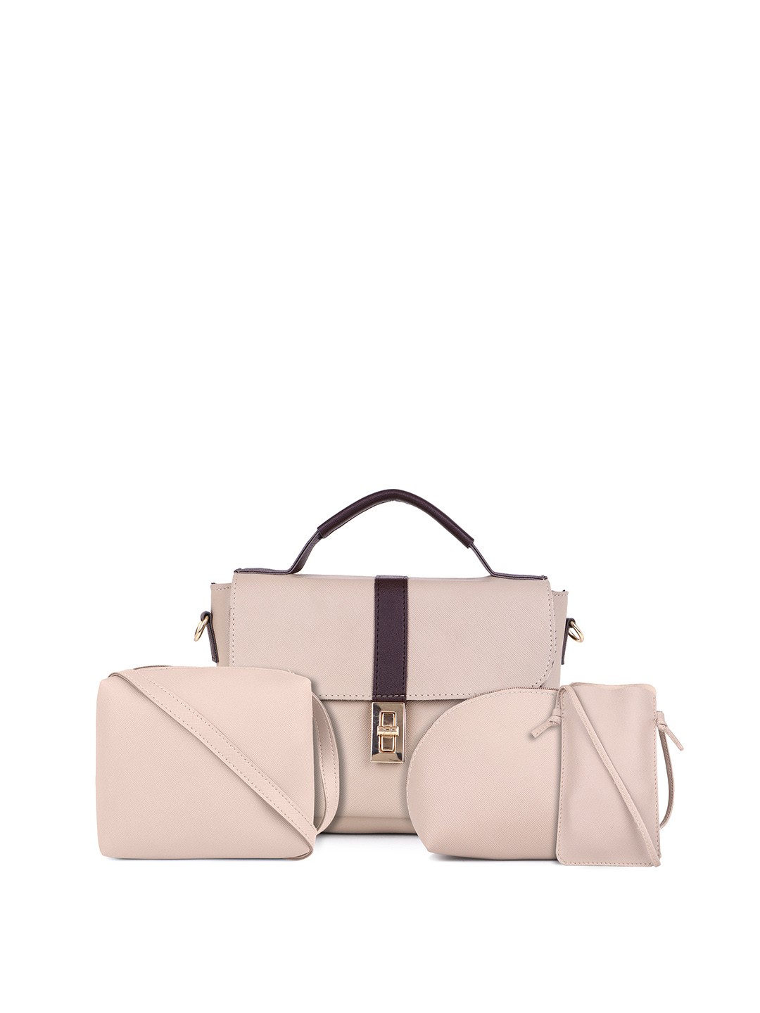 

LEGAL BRIBE Combo of 4 PU Structured Handheld Bag, Beige