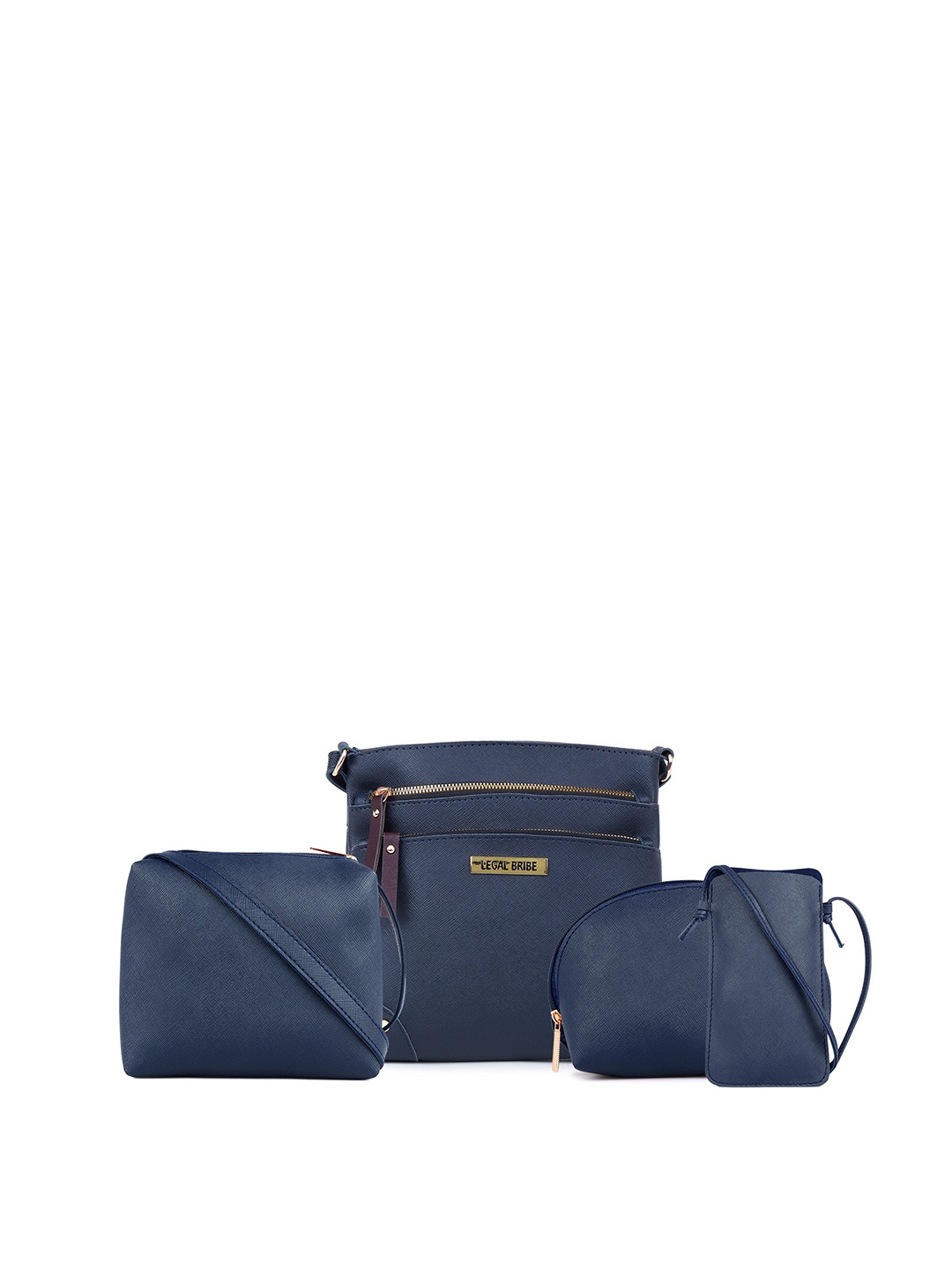 

LEGAL BRIBE Combo of 4 PU Structured Sling Bag with Tasselled, Blue