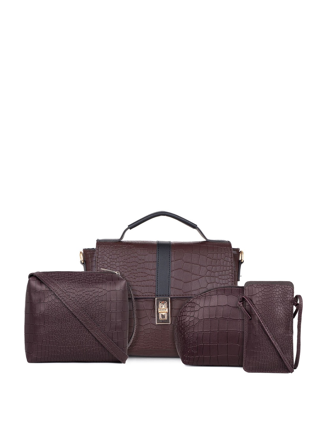 

LEGAL BRIBE Animal Textured PU Structured Satchel For Women, Brown