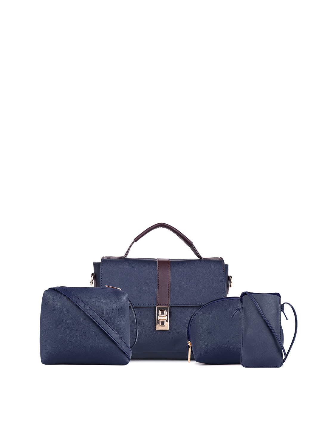 

LEGAL BRIBE PU Combo of 4 Structured Handheld Bag with Tasselled, Blue