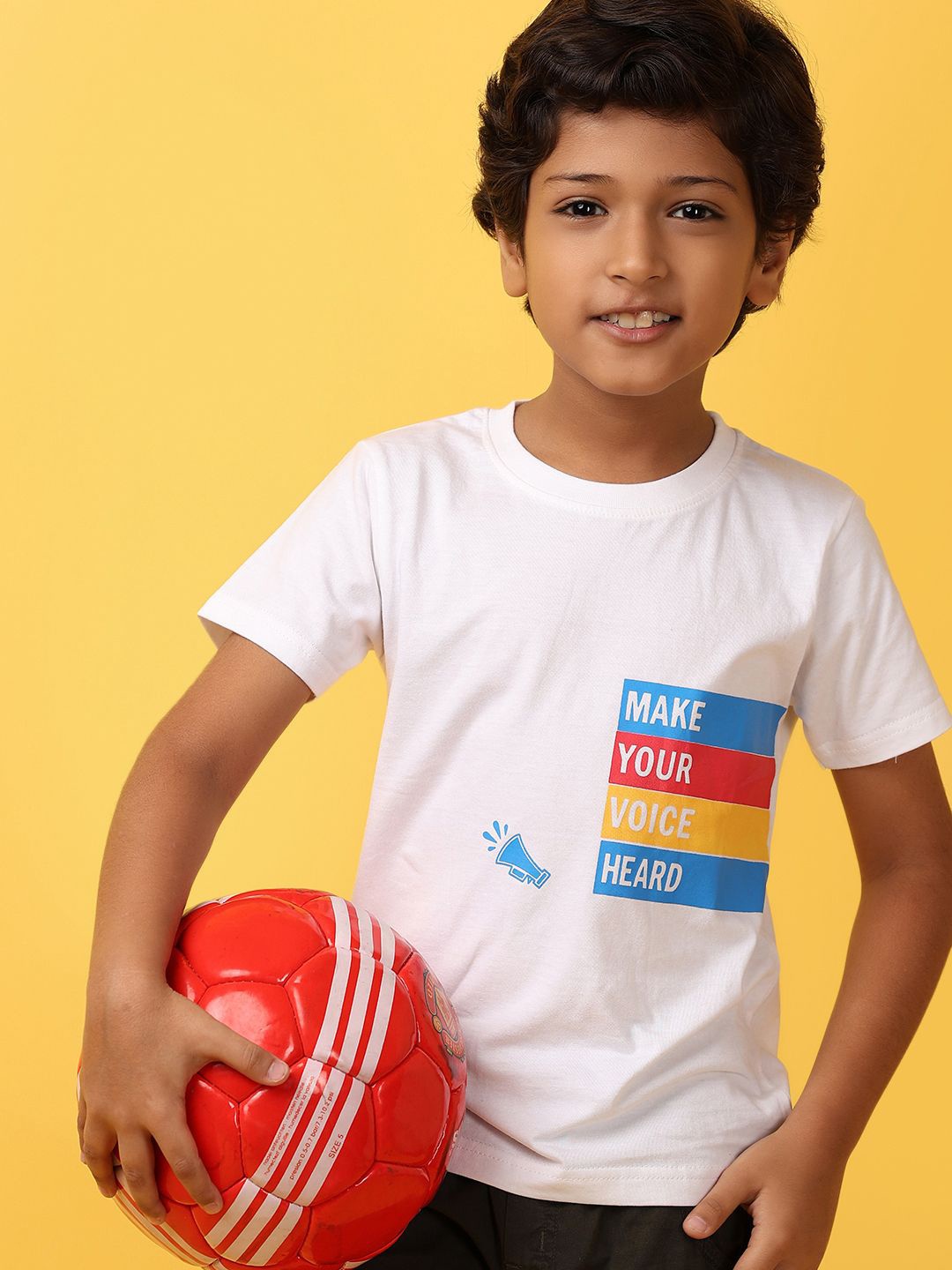 

V-Mart Boys Typography Printed Round Neck Cotton T-shirt, White
