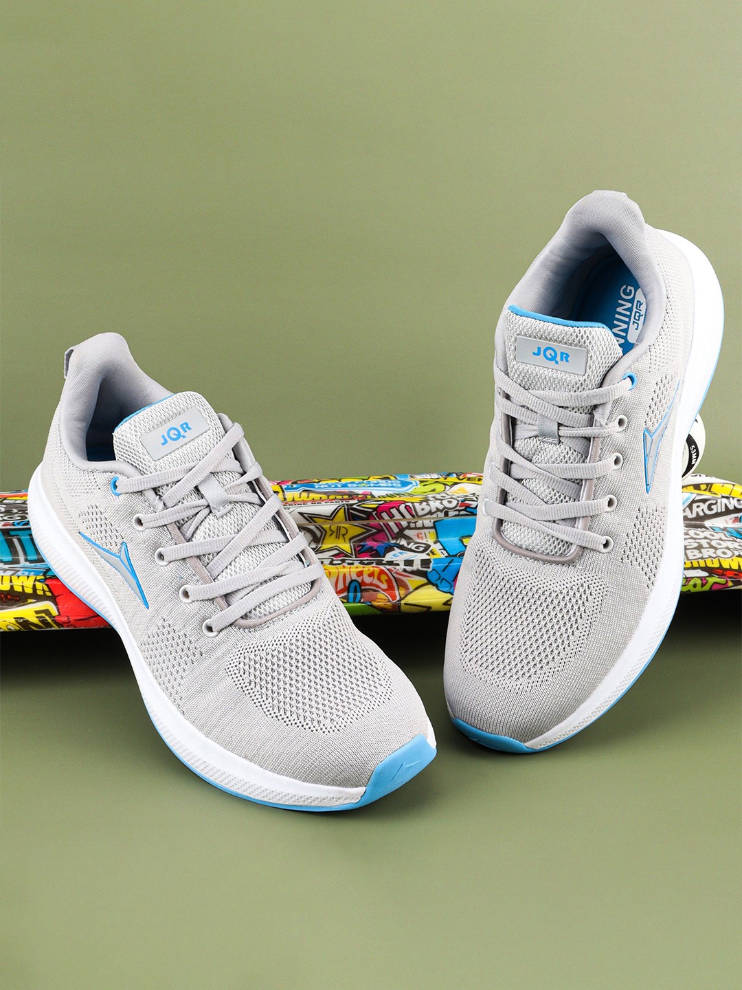 

JQR Men Mesh Running Non-Marking Shoes, Grey