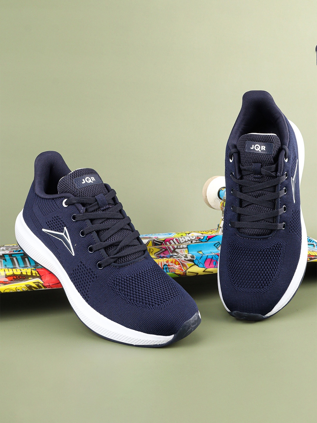 

JQR EDGE Men Mesh Running Non-Marking Sports Shoes, Navy blue