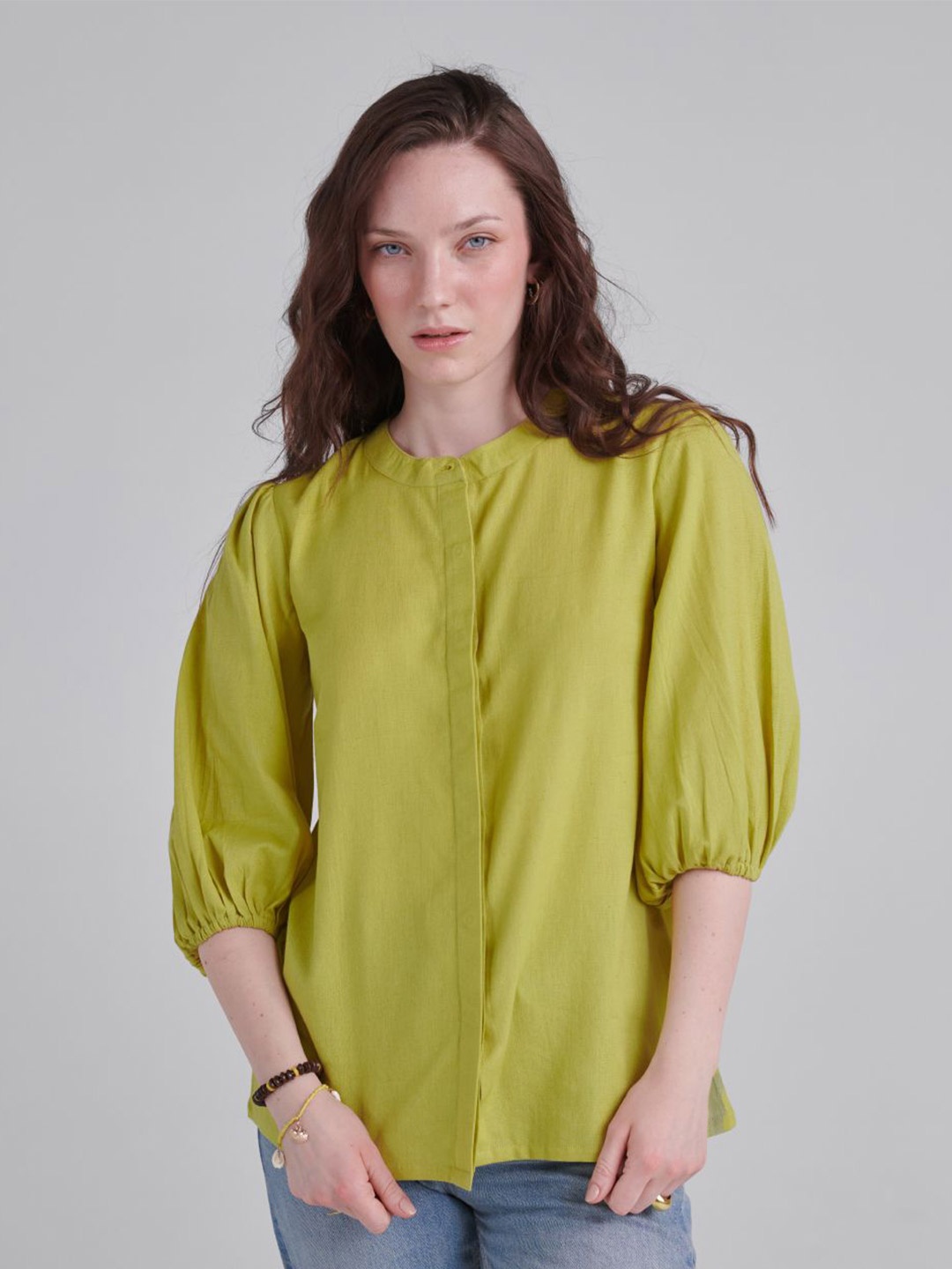 

Midsummer Women Solid Opaque Casual Shirt, Yellow
