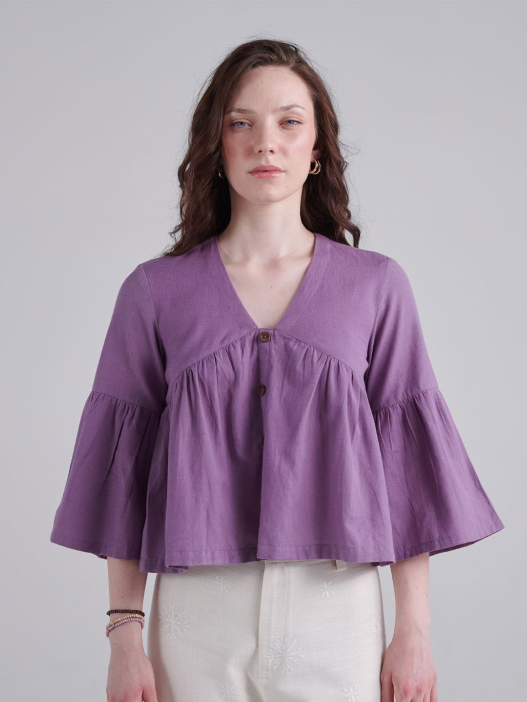 

Midsummer Women Solid Opaque Casual Shirt, Purple