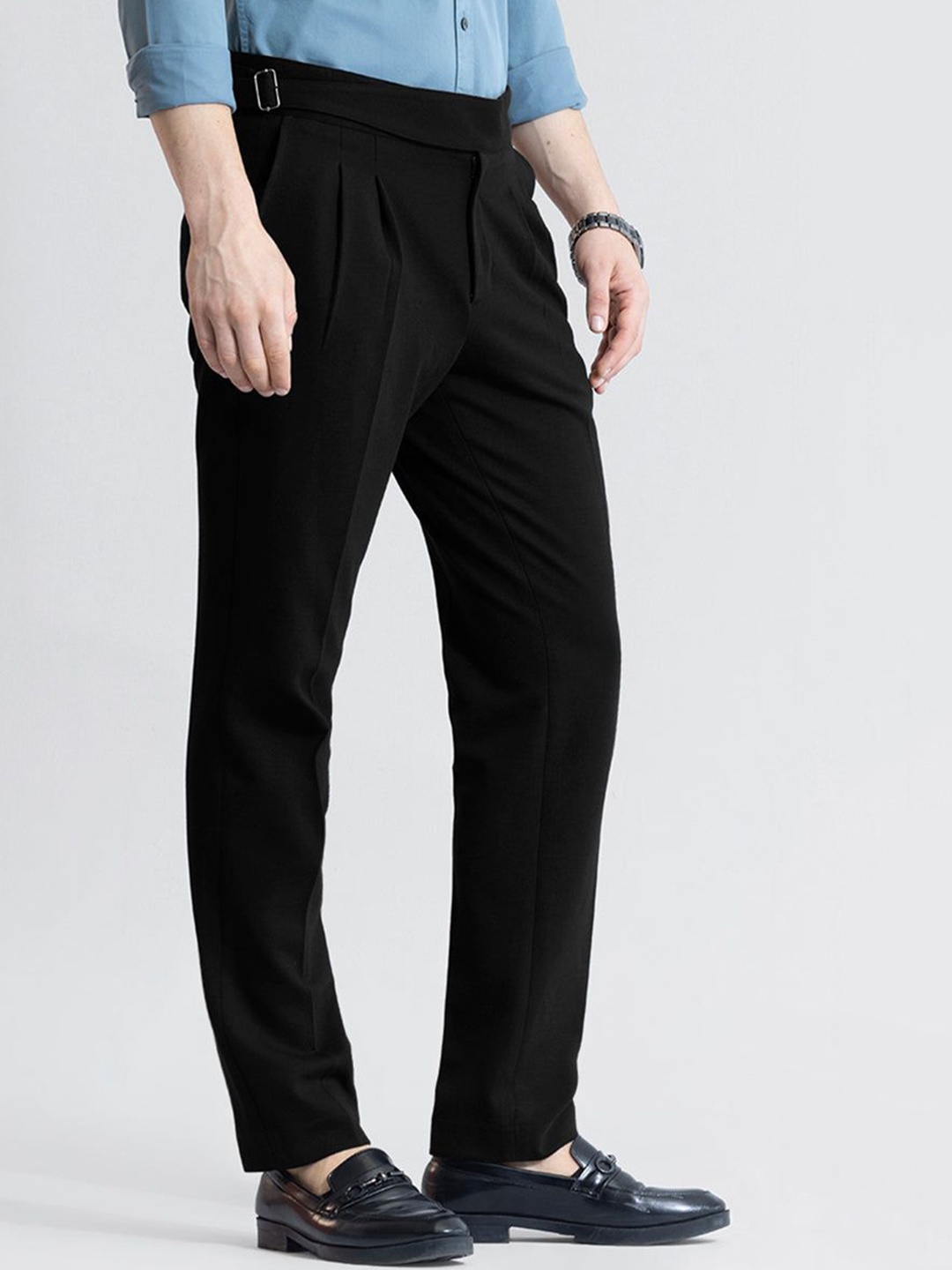 

Snitch Men Smart Slim Fit Trousers, Black