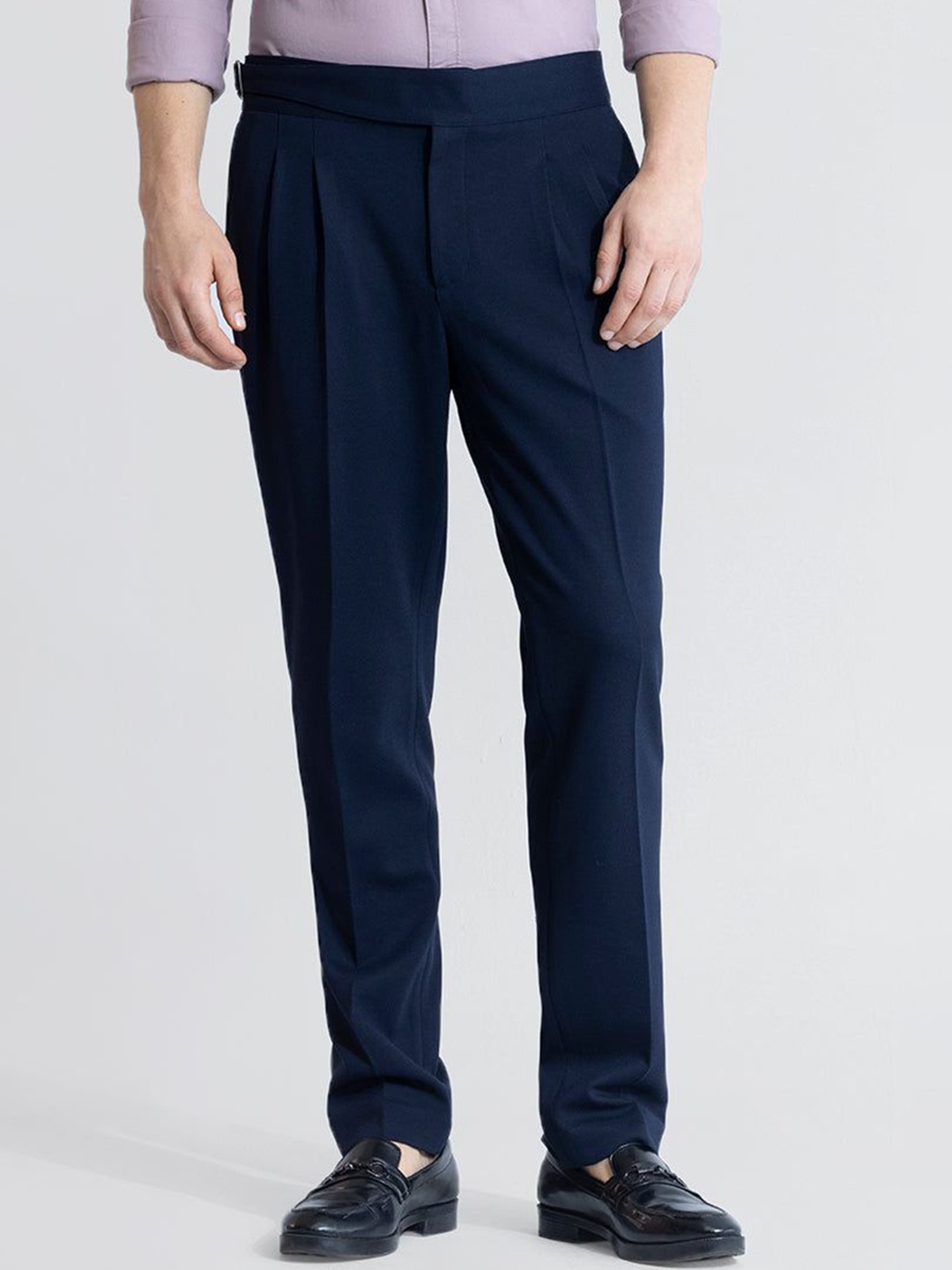 

Snitch Men Smart Slim Fit Trousers, Navy blue