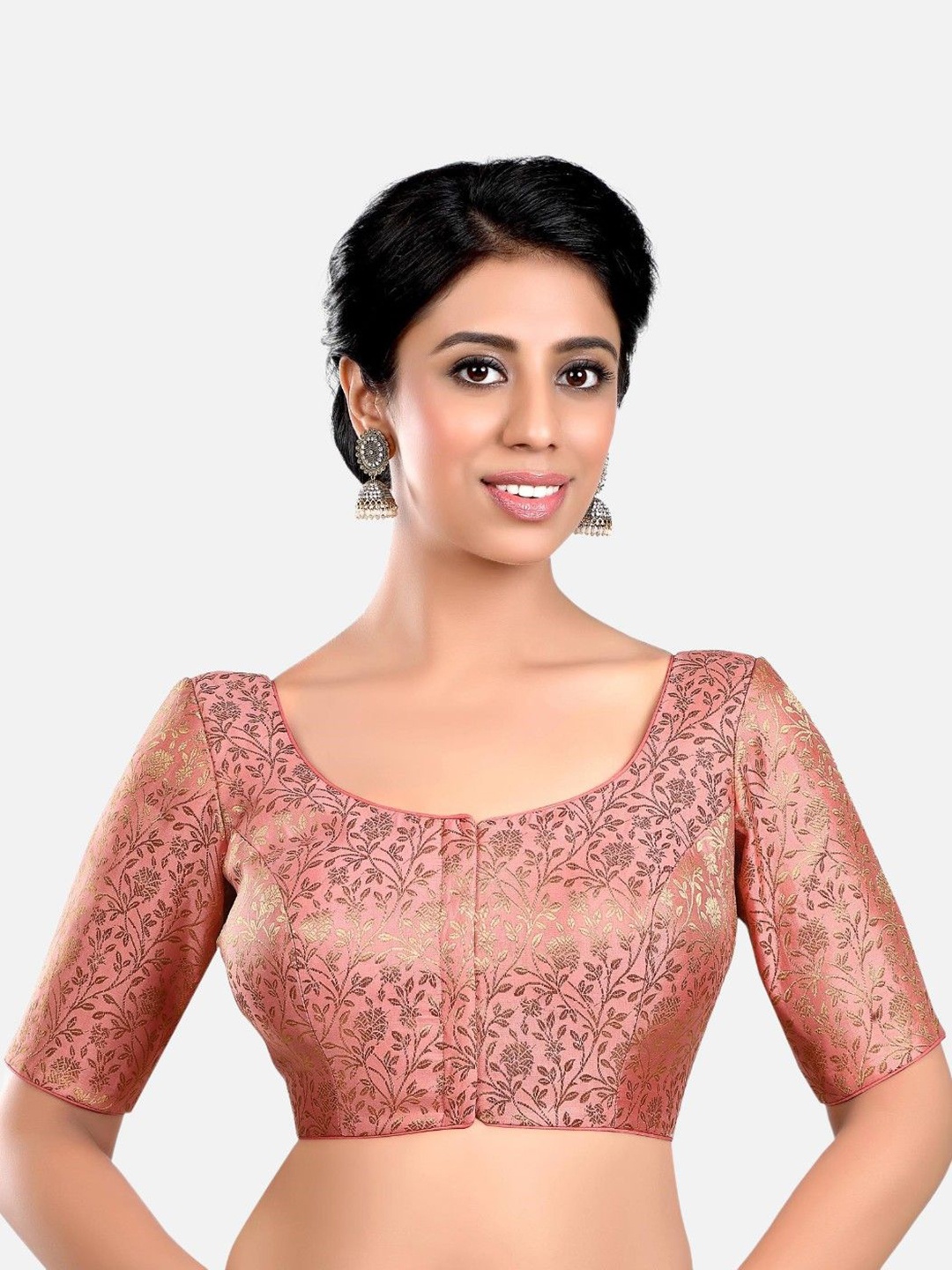 

FEMMIBELLA Woven Design Saree Blouse, Peach