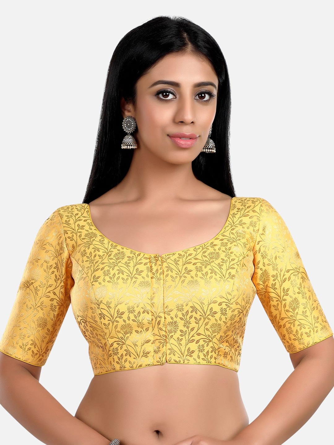 

FEMMIBELLA Woven Design Saree Blouse, Yellow