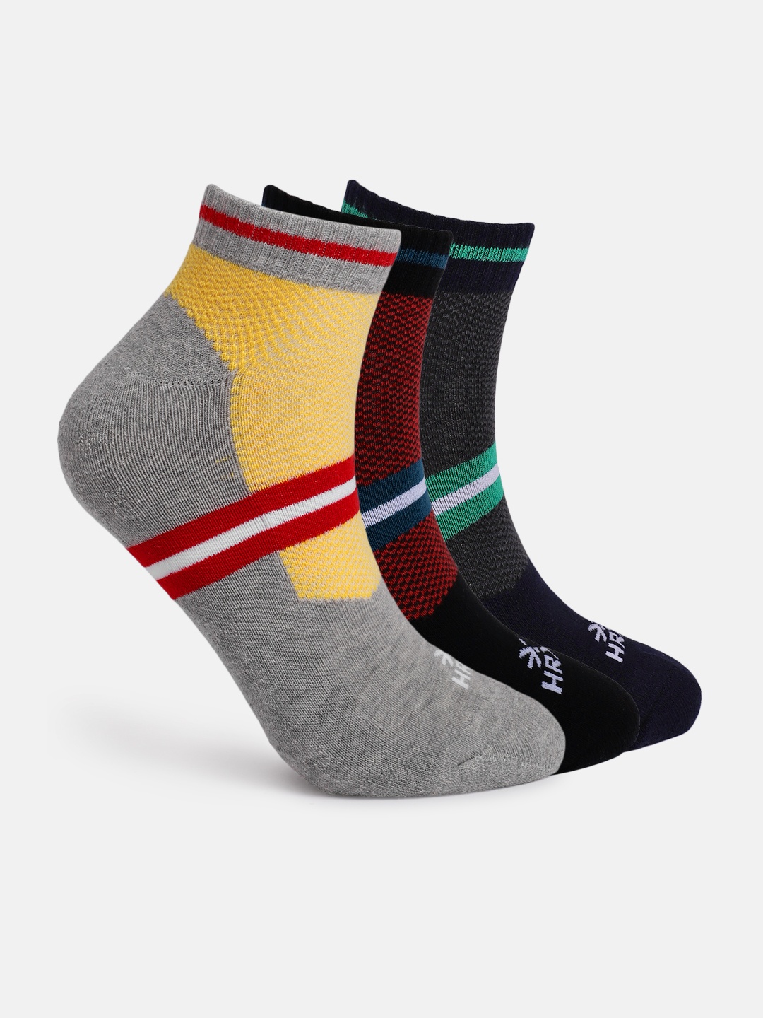 

HRX by Hrithik Roshan Men Pack Of 3 Ankle Length Socks, Grey