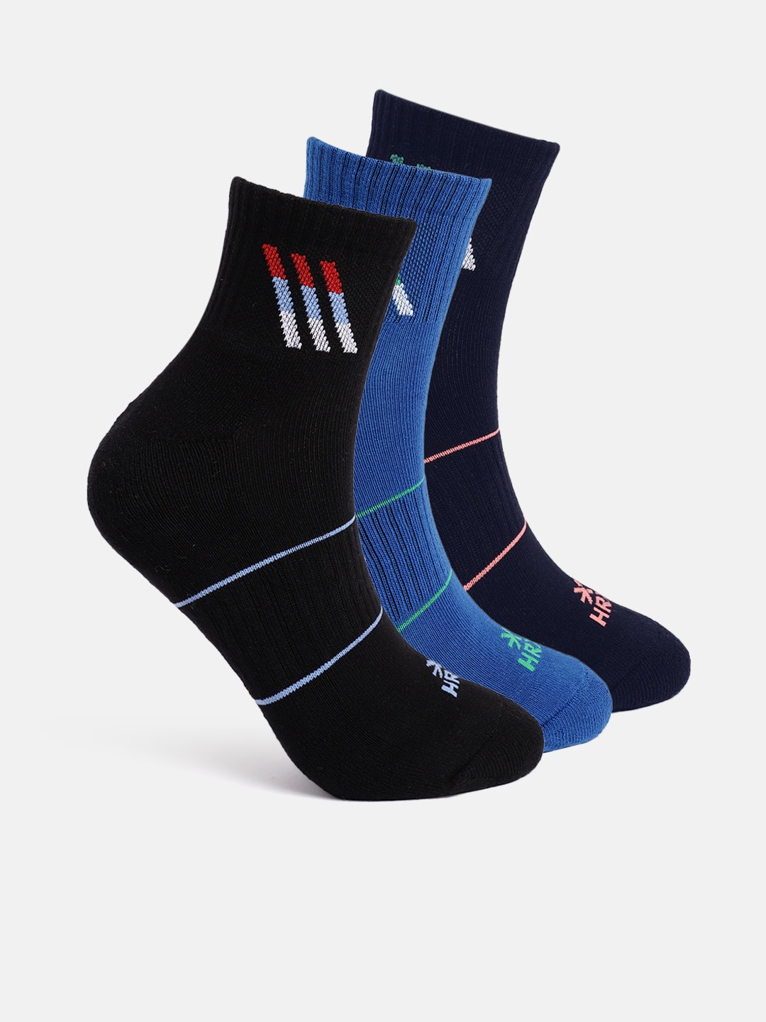 

HRX by Hrithik Roshan Men Pack Of 3 Above Ankle Length Socks, Blue