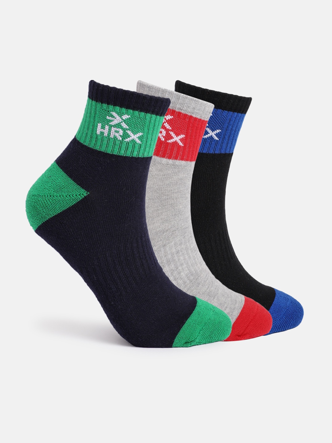 

HRX by Hrithik Roshan Men Pack Of 3 Above Ankle Length Socks, Black