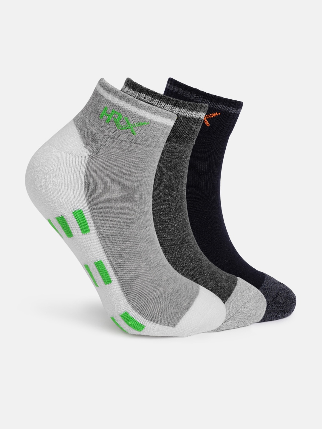 

HRX by Hrithik Roshan Men Pack Of 3 Ankle Length Socks, Grey