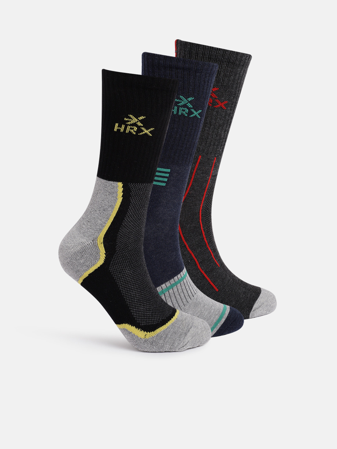 

HRX by Hrithik Roshan Men Pack Of 3 Calf Length Socks, Black