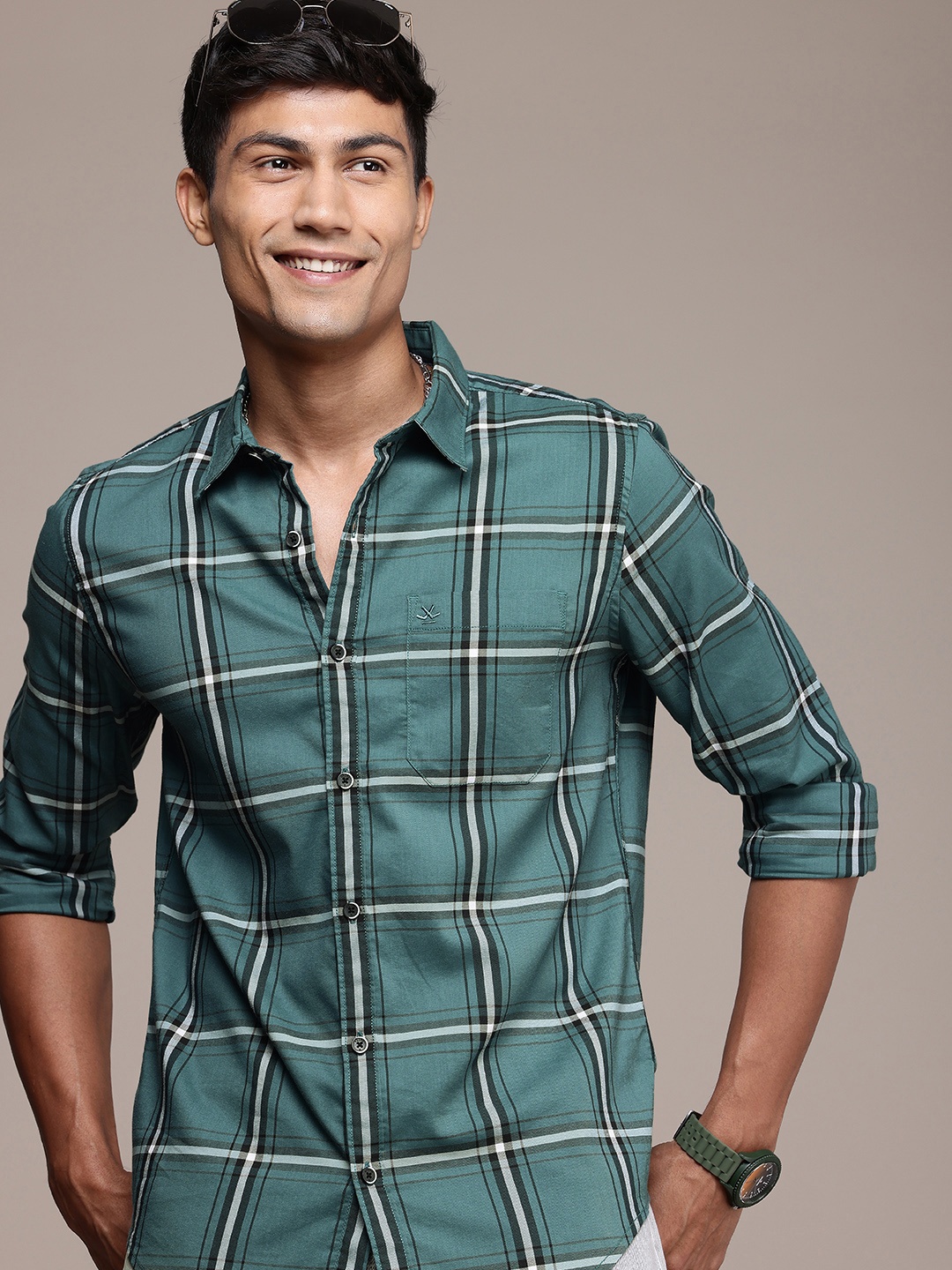 

WROGN Checked Casual Shirt, Green