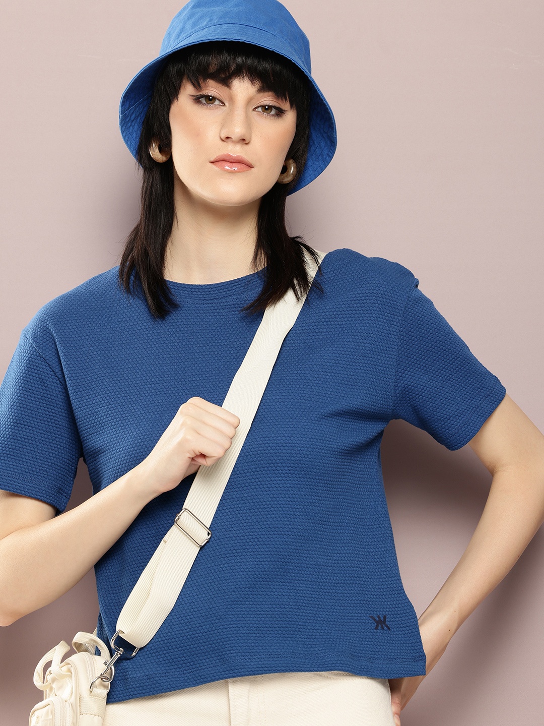 

Kook N Keech Self Design Casual Boxy T-shirt, Blue