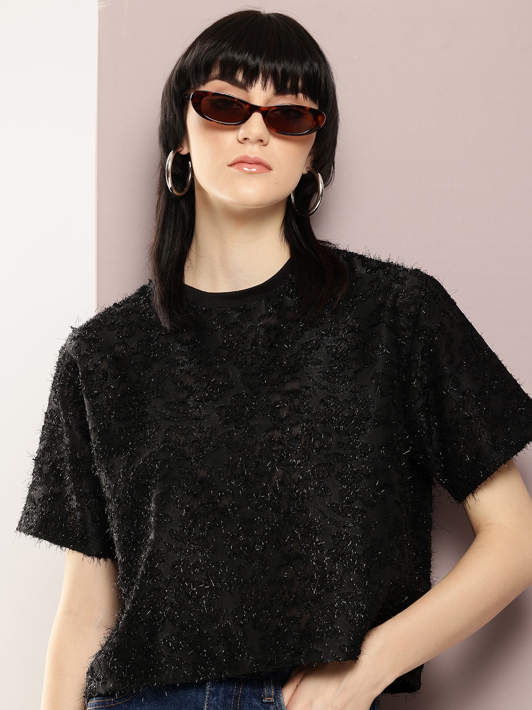 

Kook N Keech Semi Sheer Regular Top, Black
