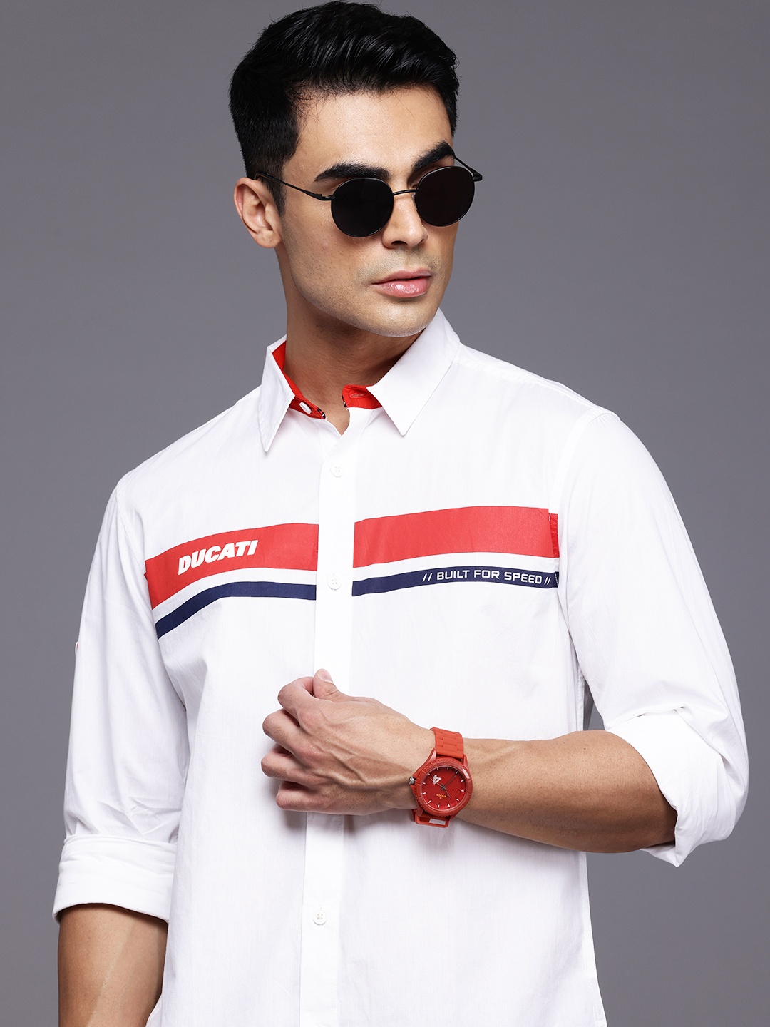 

Ducati Pure Cotton Striped Casual Shirt, White