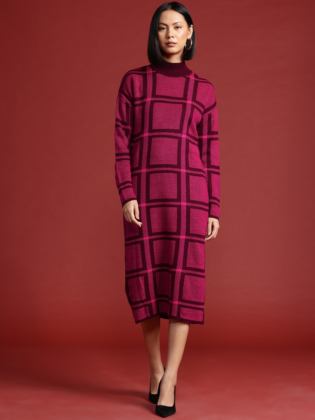 

all about you Acrylic Jumper Midi Dress, Pink