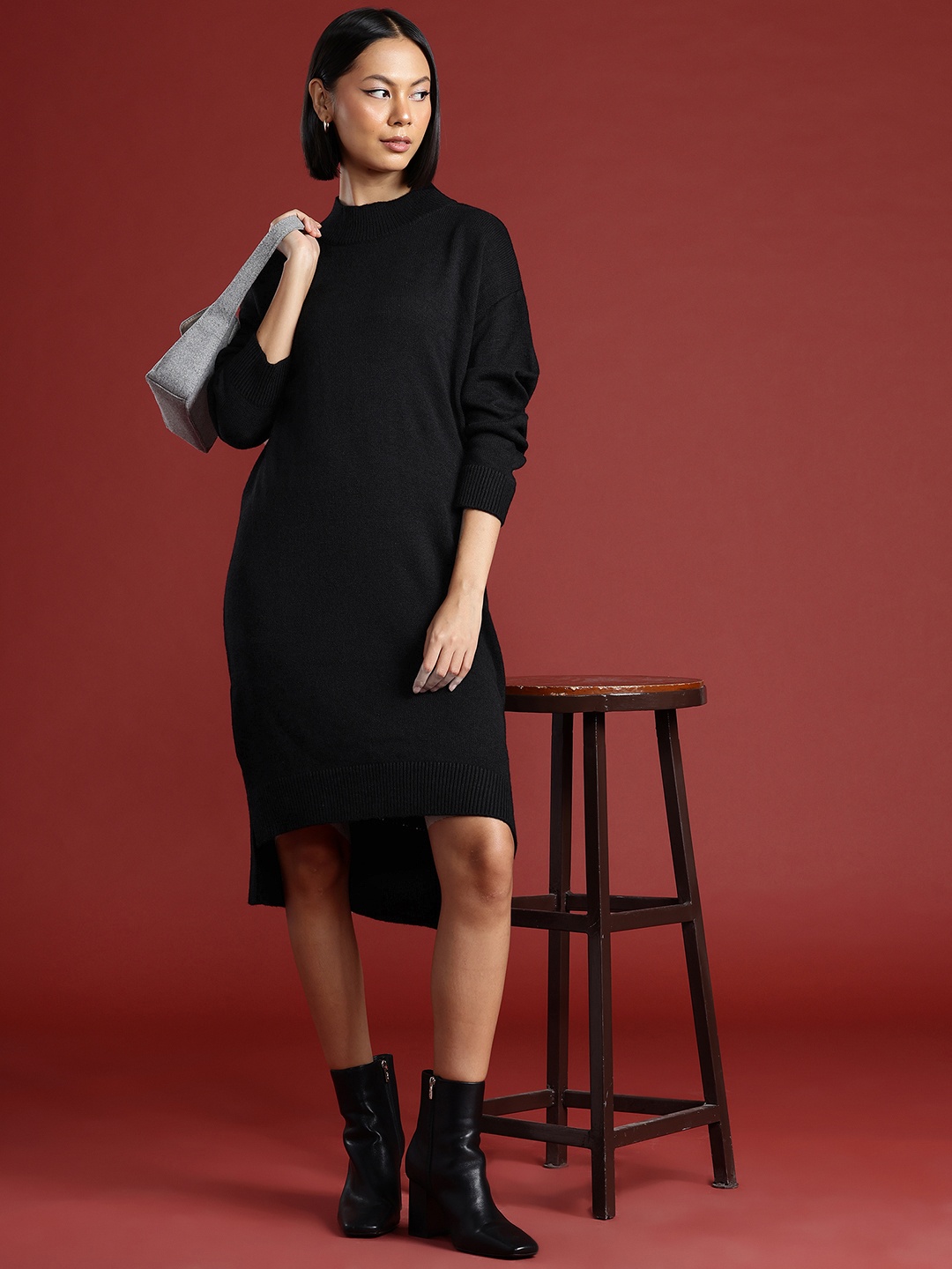 

all about you Acrylic Jumper Midi Dress, Black