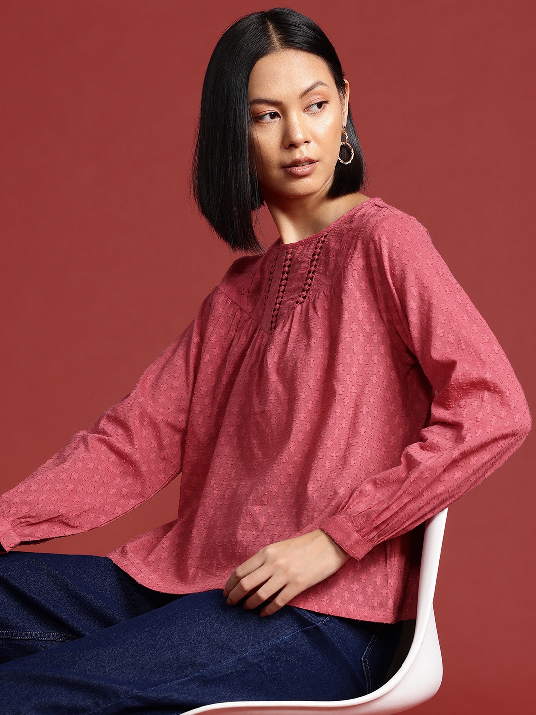

All About You Formals Dobby Cotton Top, Rust
