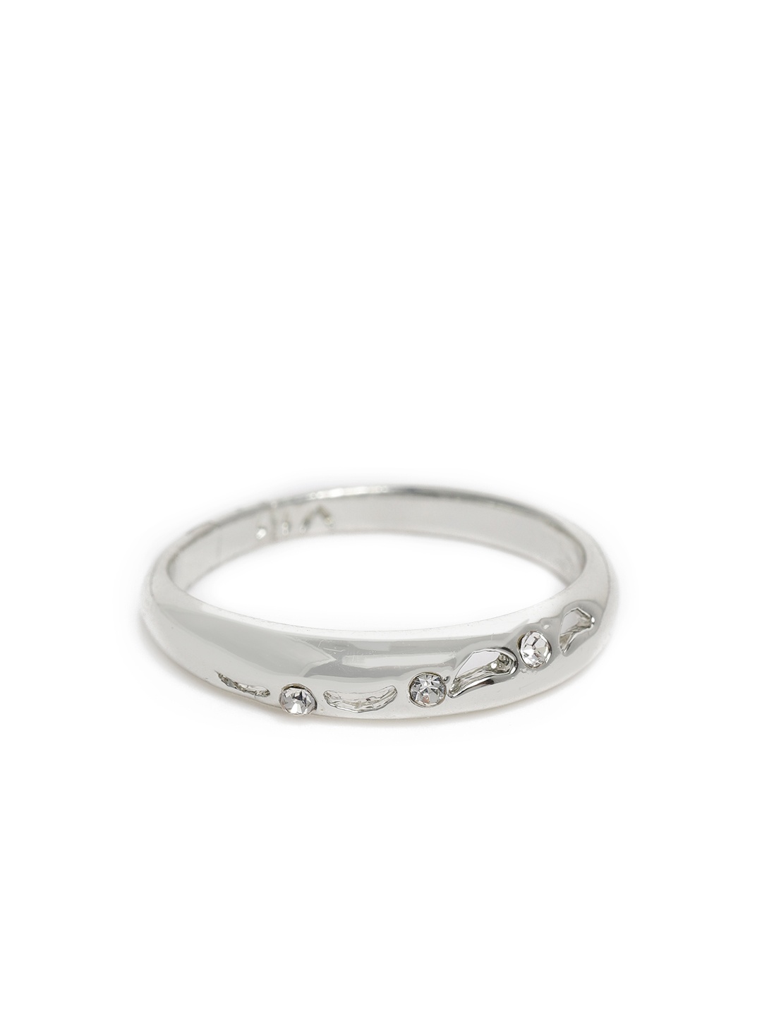 

Estele Women Rhodium-Plated Crystals-Studded Finger Ring, Silver