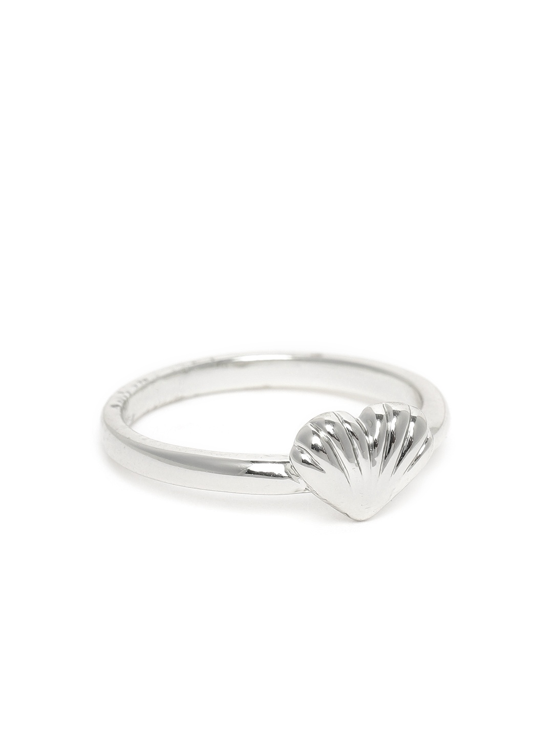 

Estele Women Rhodium-Plated Heart-Shaped Adjustable Finger Ring, Silver