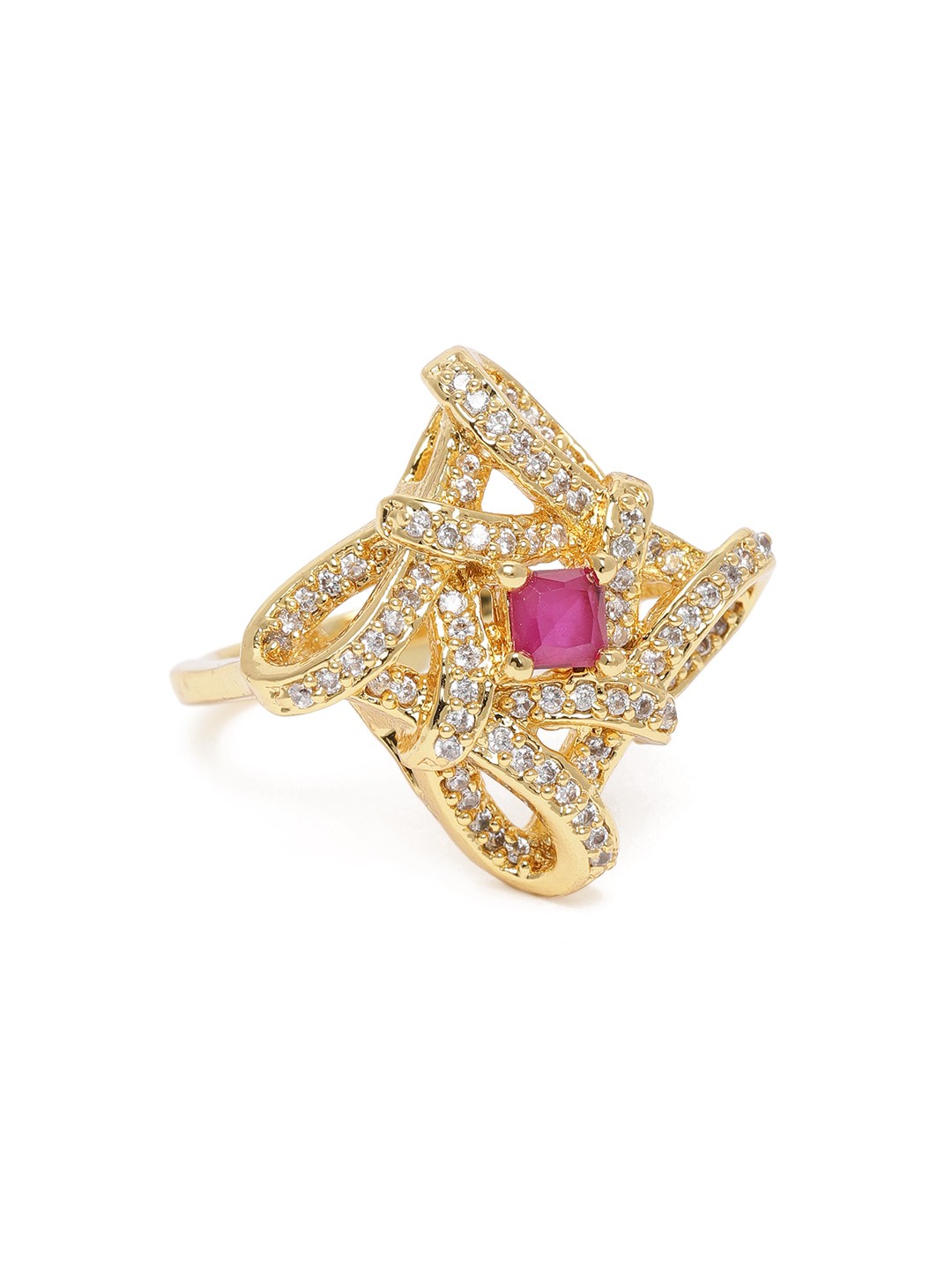 

Estele Women Gold-Plated CZ-Studded Finger Ring