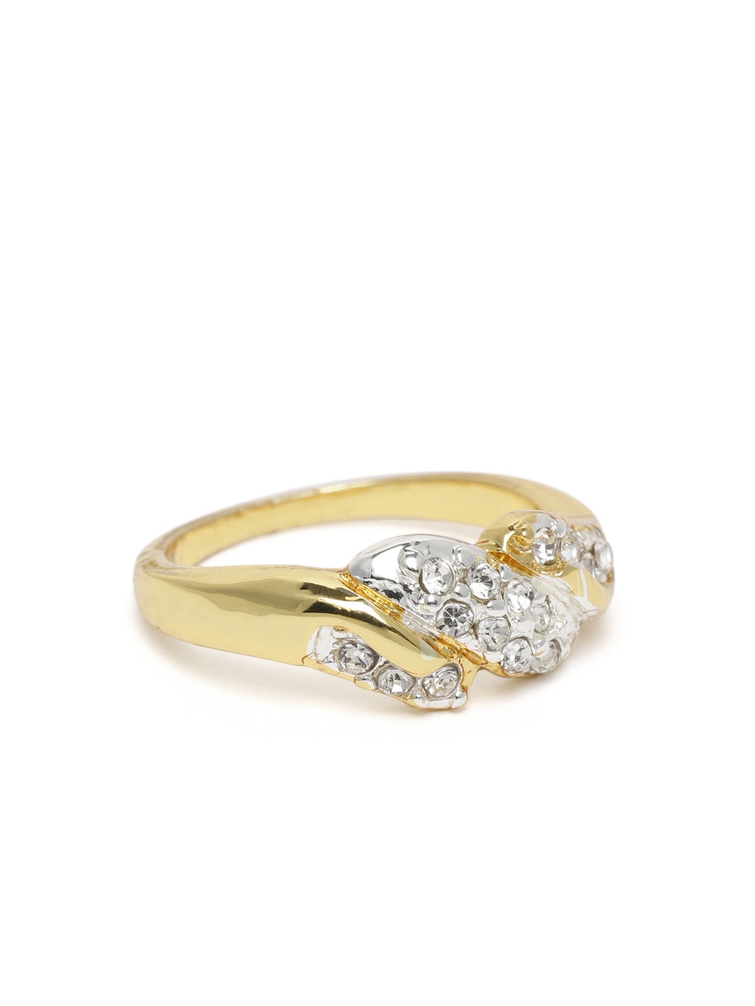 

Estele Women Gold-Plated Crystals-Studded Finger Ring