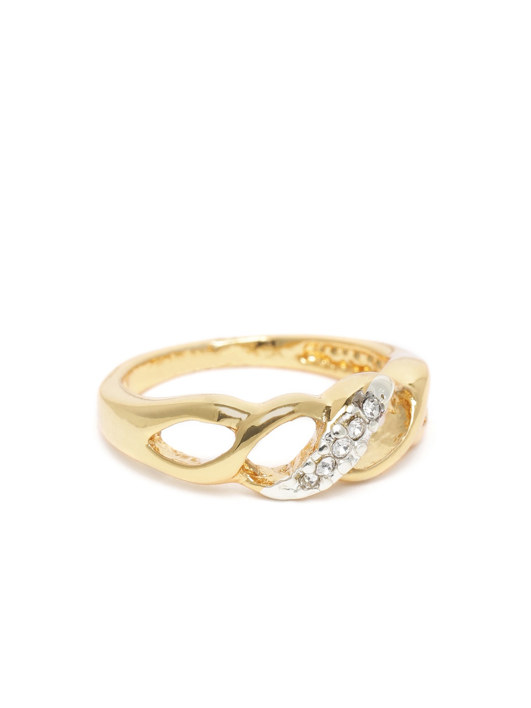 

Estele Women Gold-Plated Crystals-Studded Finger Ring