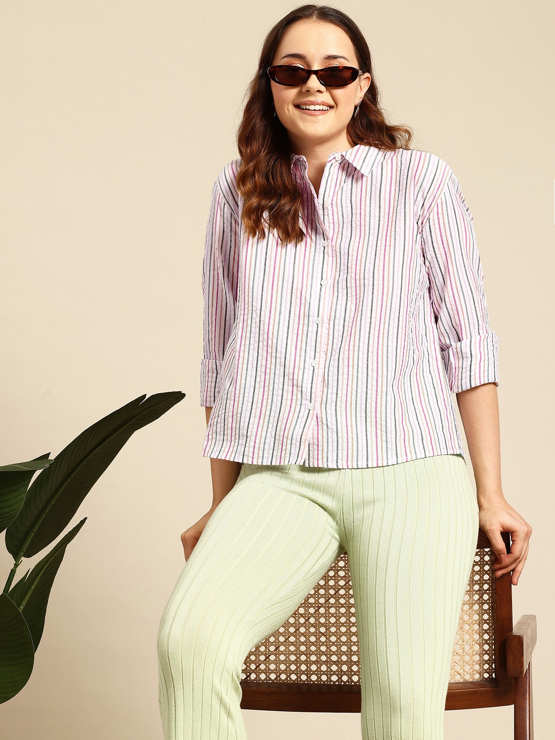 

Mast & Harbour Striped Casual Shirt, Multi