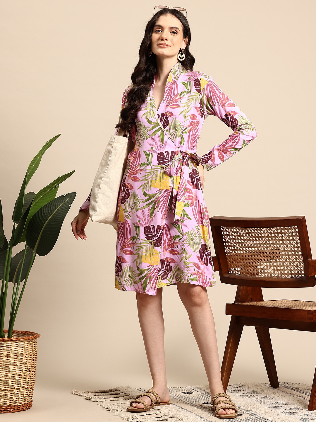 

Mast & Harbour Tropical Print Dress, Pink