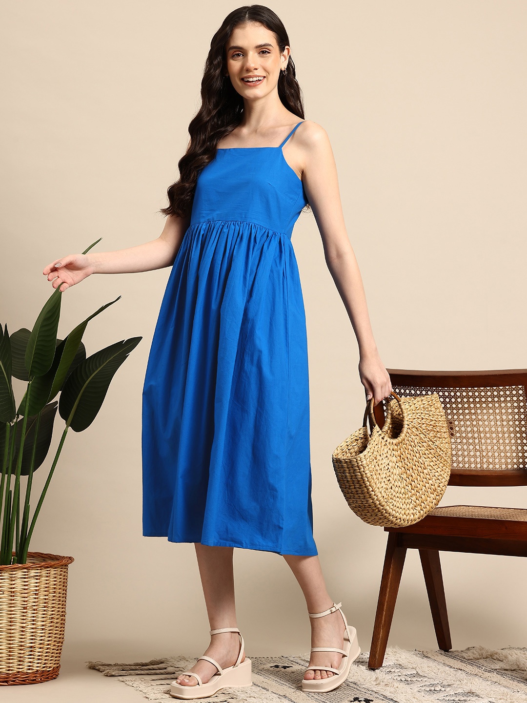 

Mast & Harbour A-Line Midi Dress, Blue