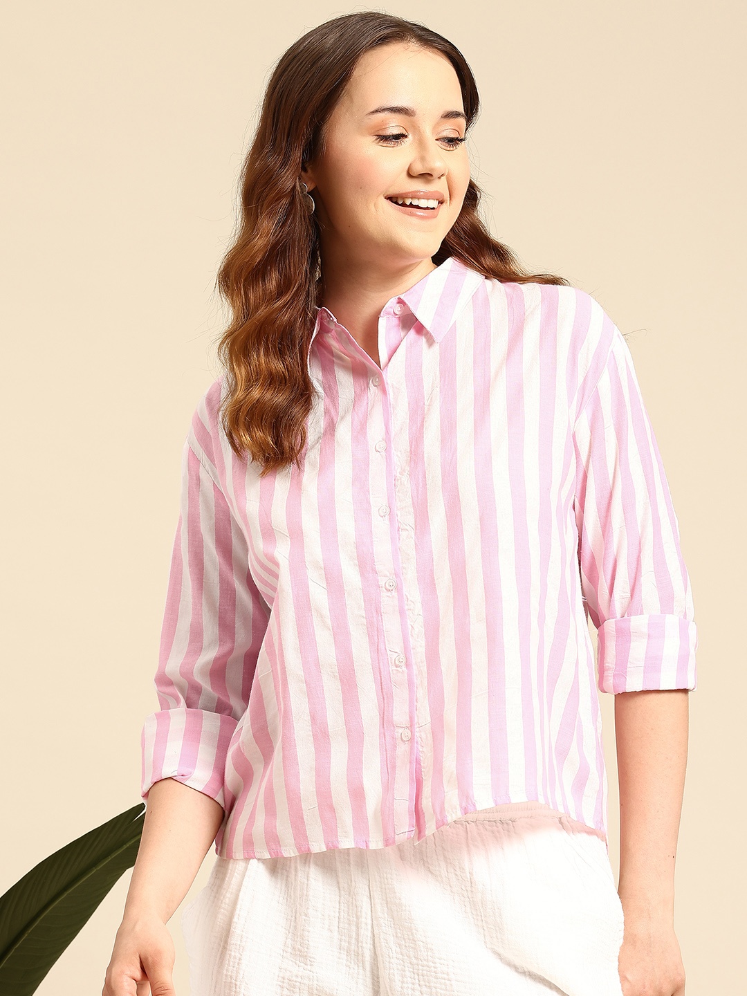 

Mast & Harbour Striped Casual Shirt, Pink