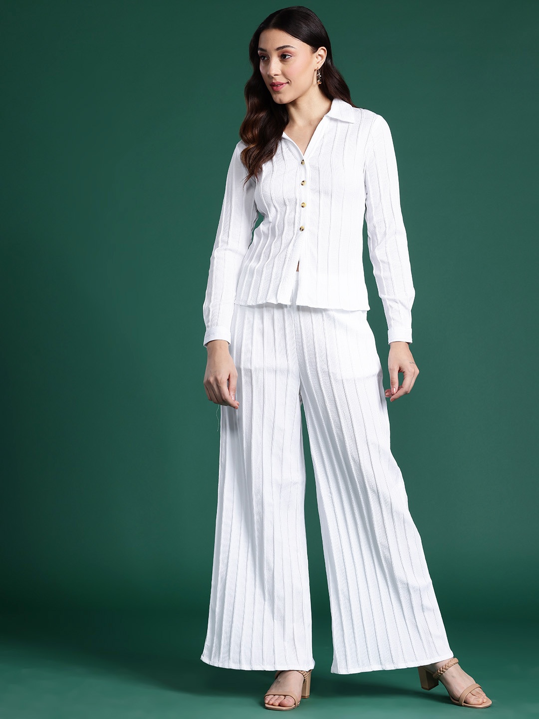

DressBerry Bizwear Self-Striped Co-Ords, White